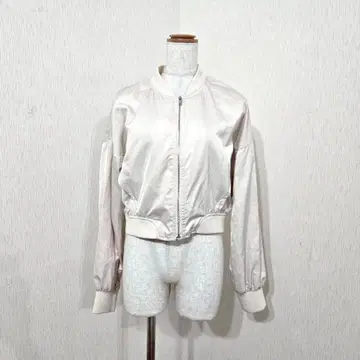 ZARA MA-1풍 집업 새틴 블루종 베이지 계열 광택감 ( M )