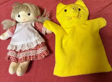 여자아이 인형과 고양이 손가락 인형 핸드 퍼펫 2세트