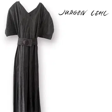 JURGEN LEHL 디자인 플레어 롱 원피스 A라인 실크 린넨