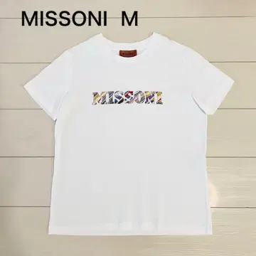 MISSONI 미쏘니 로고 반팔 티셔츠 화이트 코튼 M 사이즈