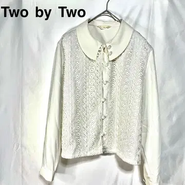Two by Two 여성용 블라우스 화이트 일본제 레이스