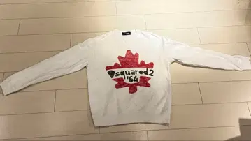 DSQUARED2 메이플 리프 맨투맨 화이트