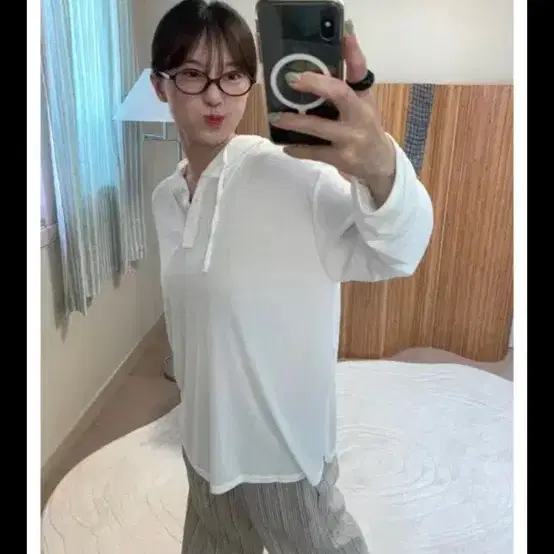 도매택 루즈 후드티(화이트)