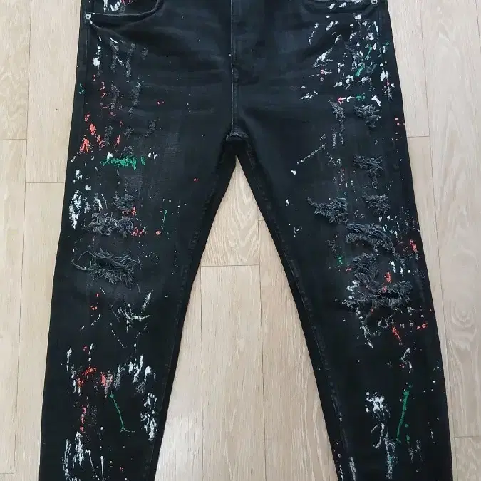 자라 Zara 럭셔리 페인팅 블랙진 36 스키니핏