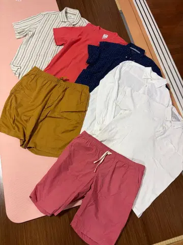 ZARA 남성용 반팔 셔츠 긴팔 셔츠, 하프 팬츠 등 세트