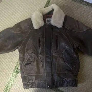 URBAN EXPRESS 가죽 자켓 보아 옷깃 브라운 L