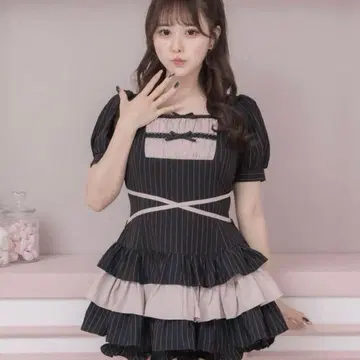 피움 pium 사다리 리본 티어드 퍼프 셋업