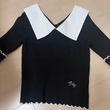 Bibiy. 비비 빅 칼라 반팔 니트 상의