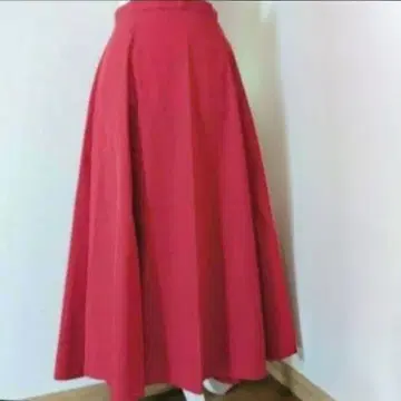 컨디션 최상 마르티니크 플레어 롱 스커트 1 빨간색 턱 볼륨 면 혼방
