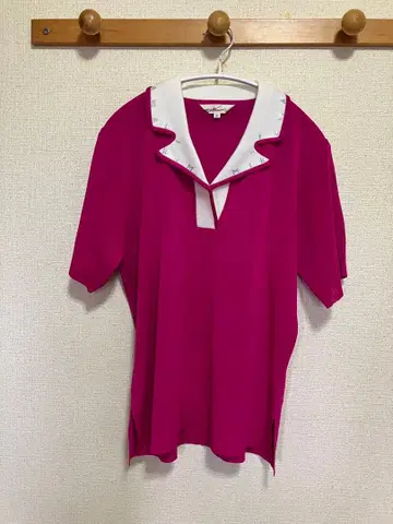 미키 라메르 반팔 피케 셔츠 마젠타 핑크 x 화이트