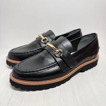 미사용급 Mazell 마젤 비트 로퍼 통굽 블랙 24.5cm