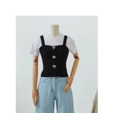 마인 mine 메탈 하트 버튼 니트 탑 프리사이즈 정품