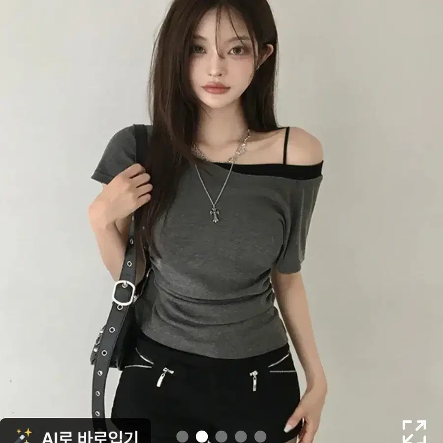 클래식블랑- 에이블리 반팔오프숄더 원오프숄더(검정)