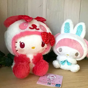 팬더 키티 텍스타일 리본 BIG과 마이멜로디 토끼 인형옷 봉제 인형