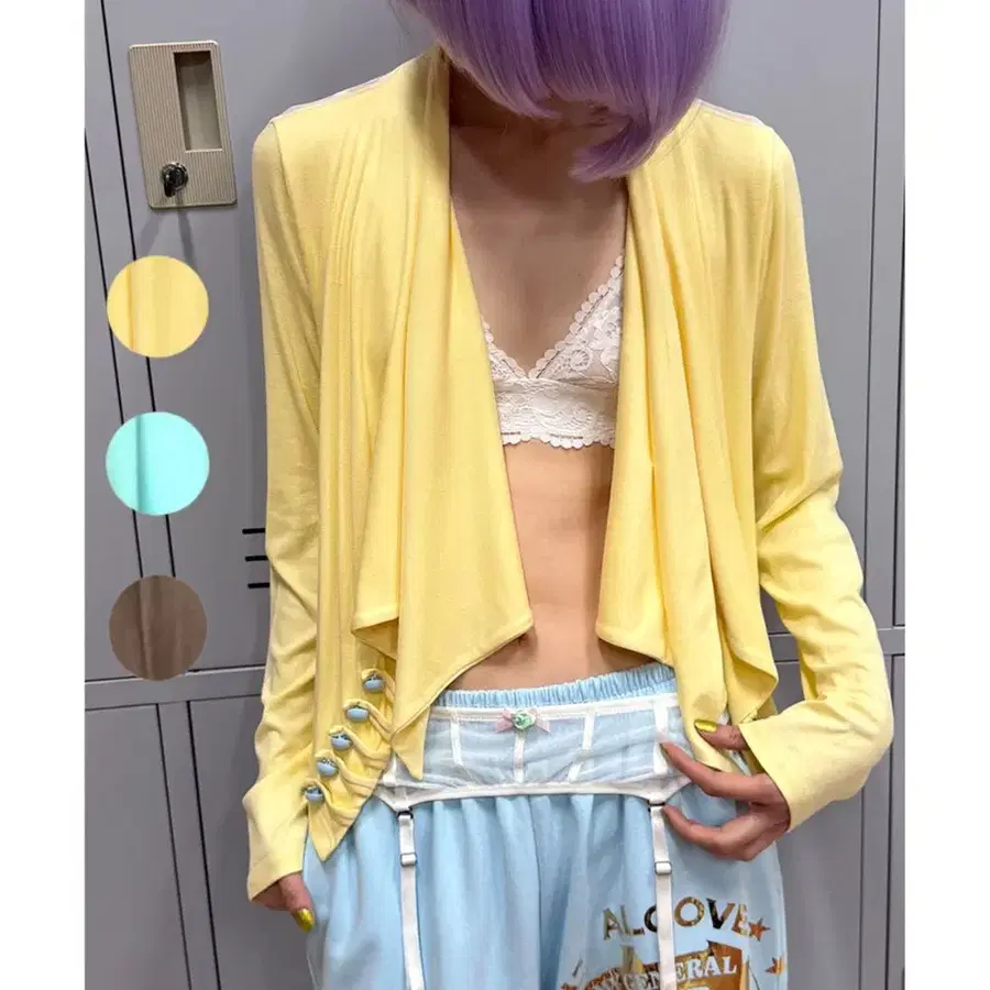 nit alcove 니트알코브 백리스 시스루 여름 커버업 긴팔 자켓