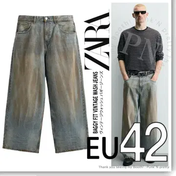 새상품 ZARA 빈티지 워시 배기 핏 청바지 EU42