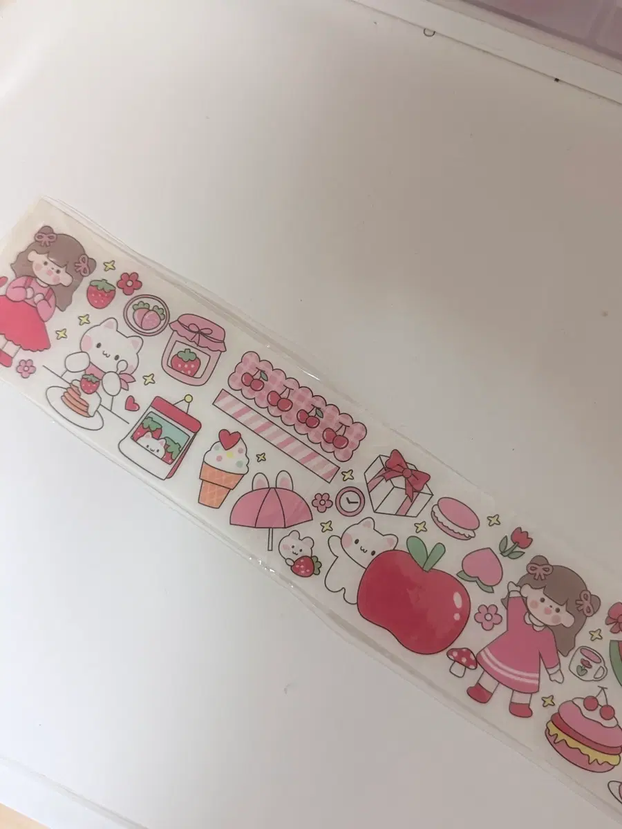 캐릭터 스티커 롤 핑크