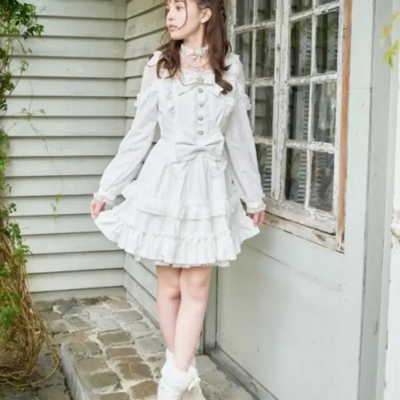 리즈리사 티아라 화이트 원피스 셋업 양산형 지뢰계