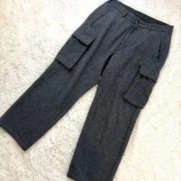 [울 85% 두께감] BEAMS 울 카고 팬츠 차콜 그레이 M