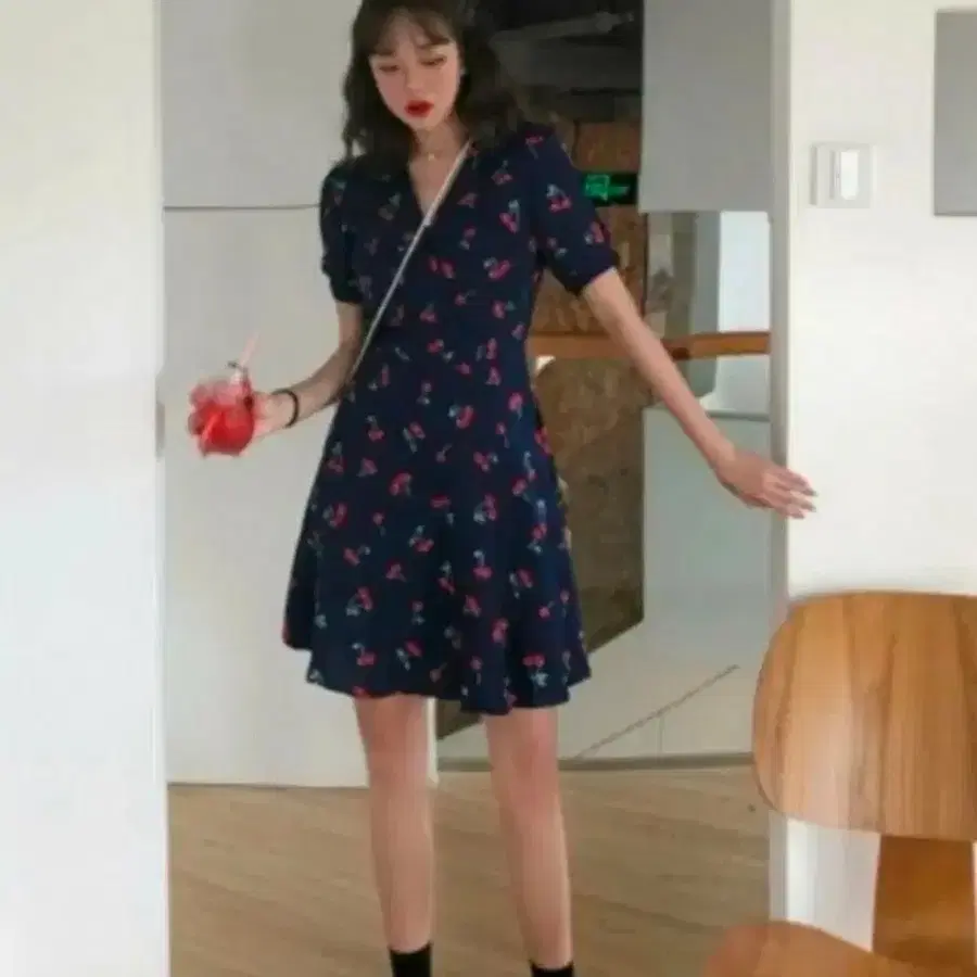 프리)체리 퍼프 원피스