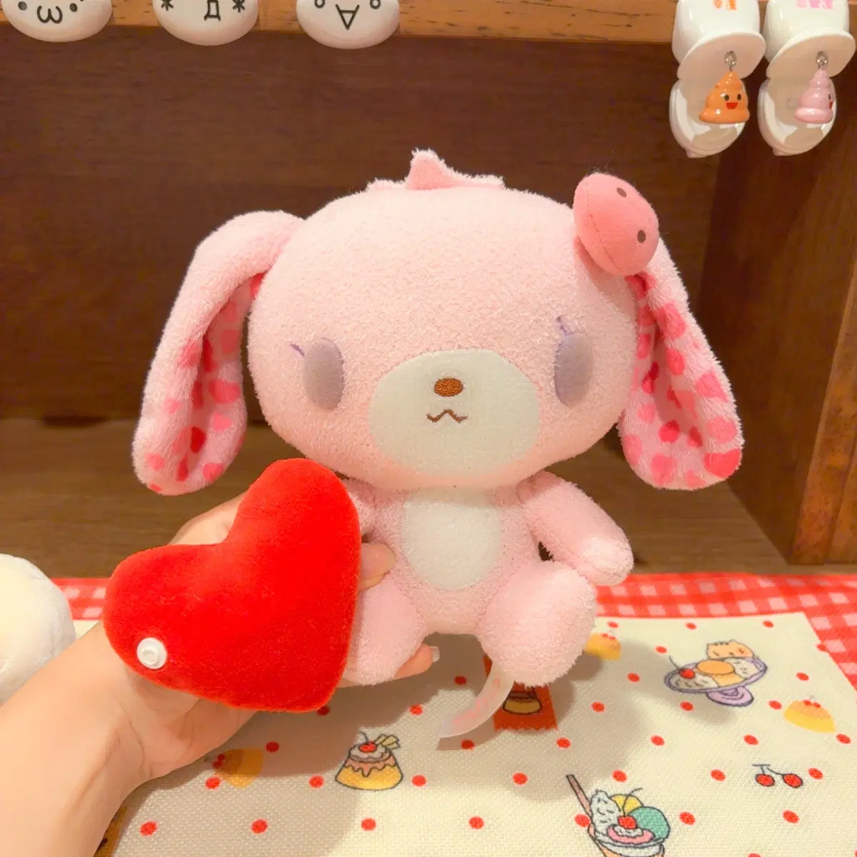 고전 산리오 슈가바니즈 스트로베리 딸기 핑크 하트 인형