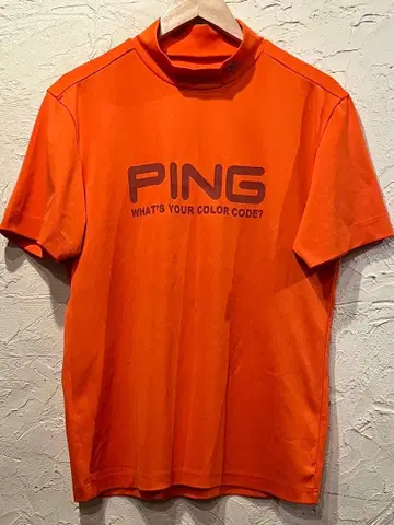 [고품질] PING 남성용 골프웨어 모크넥 셔츠 오렌지 M