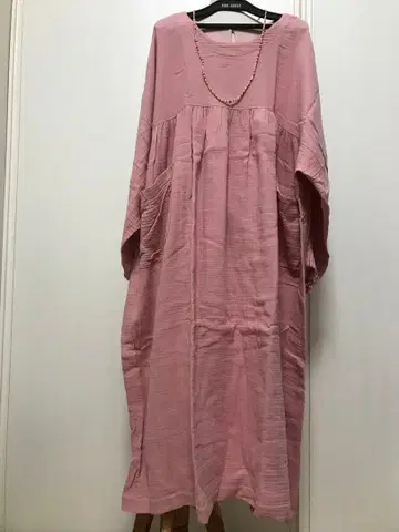 미사용 인기 작가님 핸드메이드 더블 거즈 코튼 원피스 핑크 계열