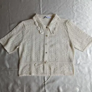 ZARA 시스루 니트 폴리에스테르 코튼 가디건 (USA (L))