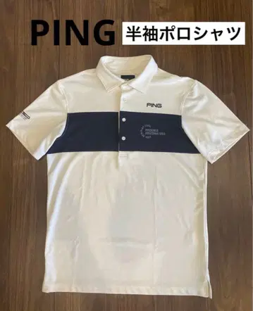 PING 반팔 피케 셔츠 화이트 네이비