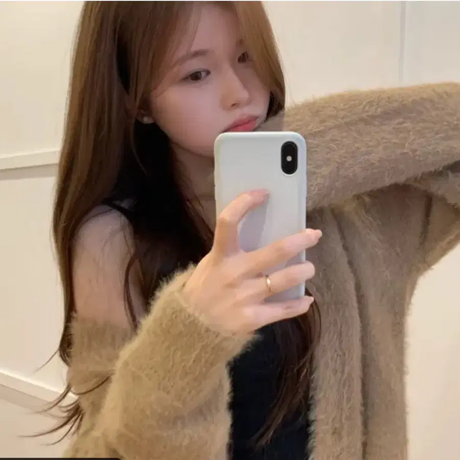 에이블리 퍼가디건 브라운