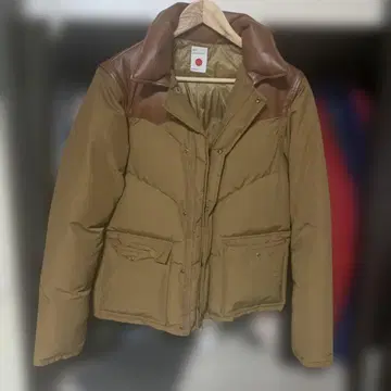 마르카 다운 자켓 브라운 가죽 요크