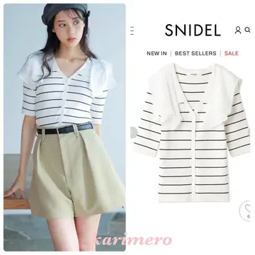택 포함 새상품 SNIDEL 컬러틸 도킹 니트 풀오버