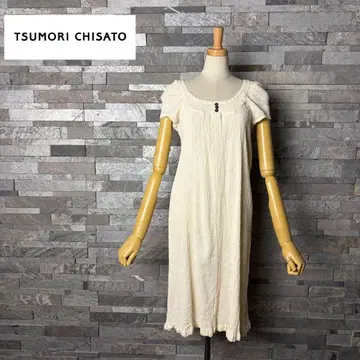 TSUMORI CHISATO 츠모리치사토 플리츠 짜임 아이보리 원피스