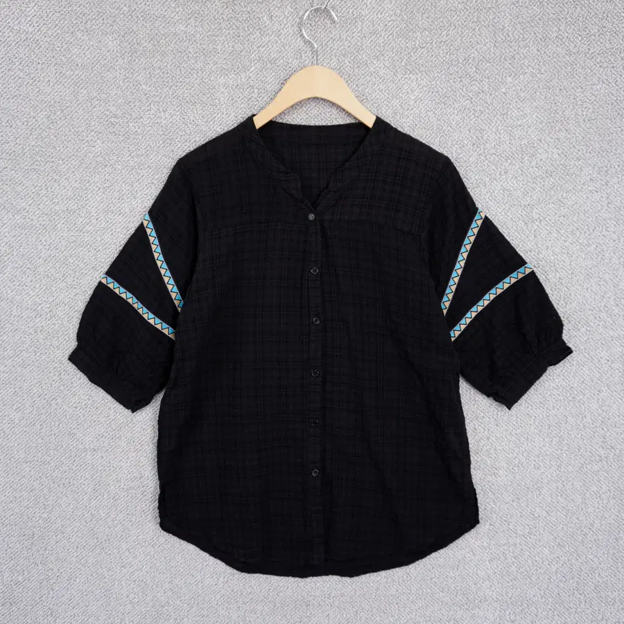 여성 캐주얼 썸머 얇고 시원한 체크 블라우스 66size