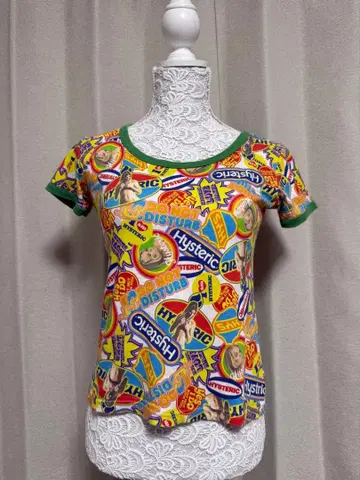 HYSTERIC GLAMOUR 올 패턴 반팔 크롭 티셔츠