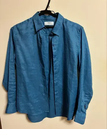 미사용 [ UNIQLO ] 린넨 블렌드 긴팔 셔츠 블루 S