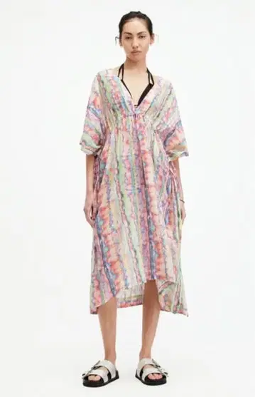 ALLSAINTS 커버 업 원피스 멀티 컬러 타이다이 패턴