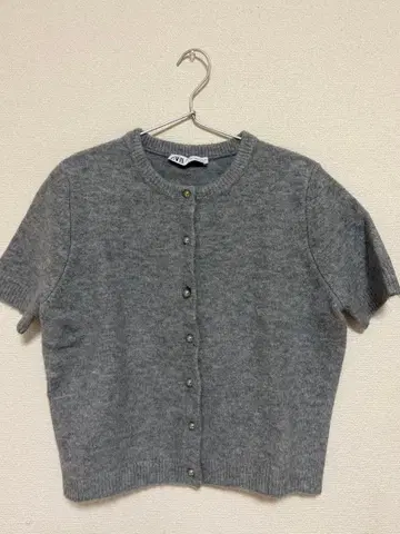 ZARA 반팔 니트 가디건 그레이