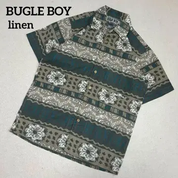 [레어] 90's BUGLE BOY 린넨 혼합 알로하 셔츠 반팔