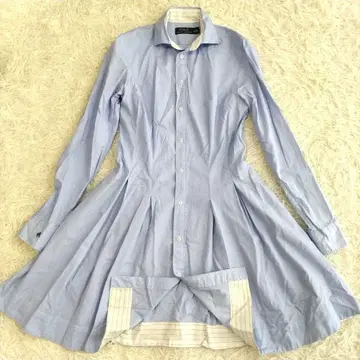 폴로 랄프로렌 셔츠 원피스 A라인 소매 로고 자수 색스 블루 6