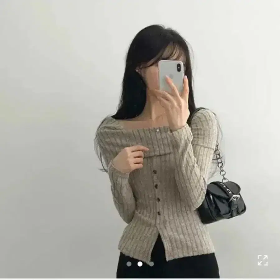 에이블리 골지 오프숄더 니트 베이지