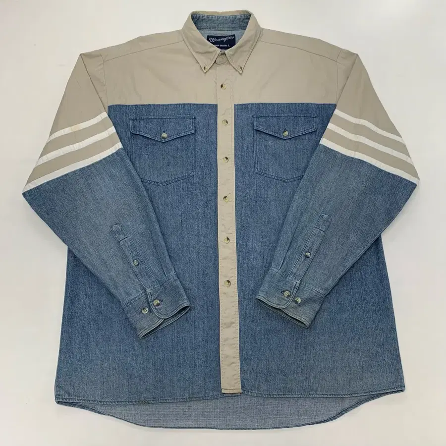 Wrangler 랭글러 90s 데님 배색 웨스턴셔츠 (L)