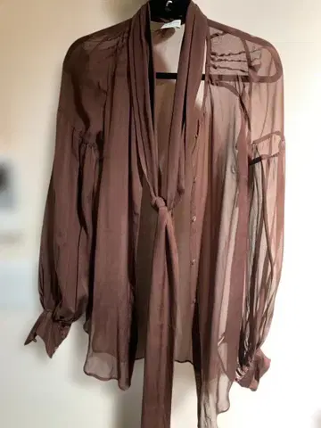 DRIES VAN NOTEN 보타이 블라우스 브라운 긴팔