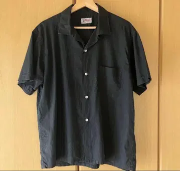 60s Berma 오픈 카라 셔츠 블랙 L vintage