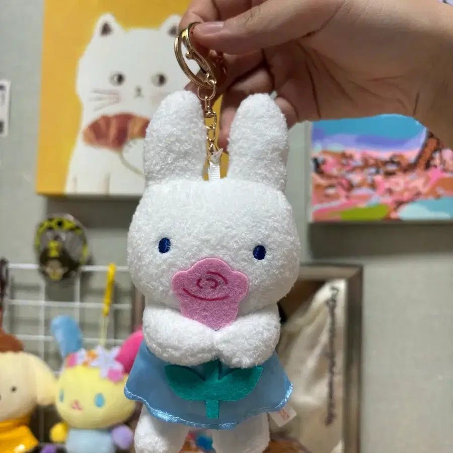 일본 꽃을 든 미피 인형 키링