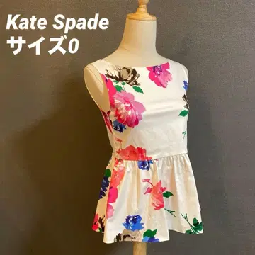 [ Kate Spade NY ] 꽃무늬 슬리브리스 페플럼 블라우스