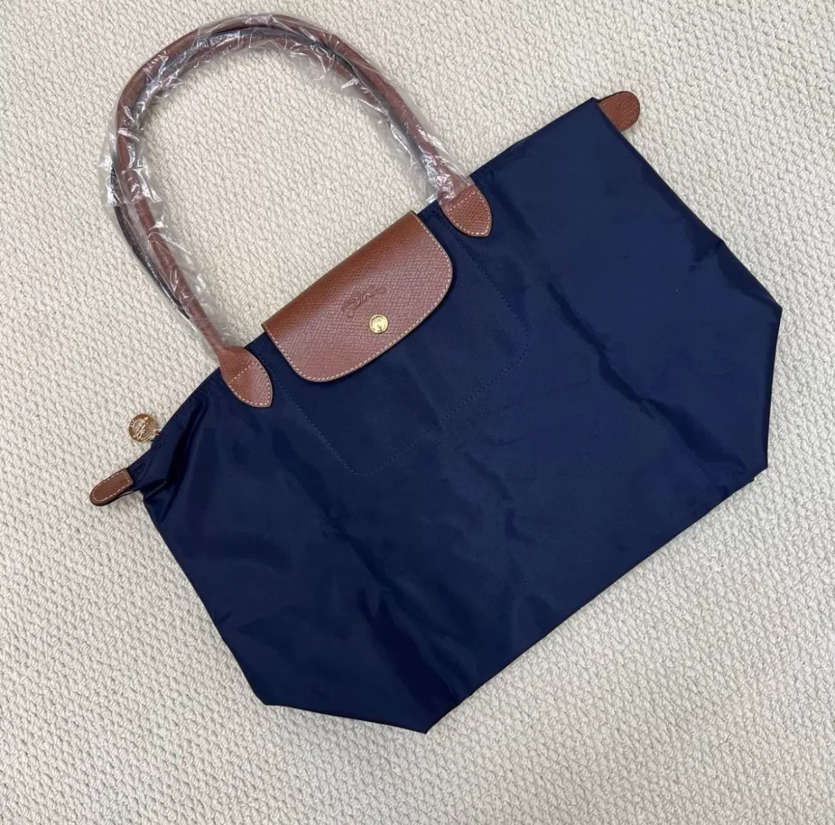 ロングシャムルフリアジュトートバッグネイビーブラウン大容量デイリー 