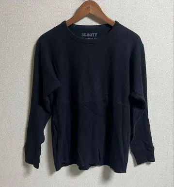 Schott NYC 와플 긴팔 티셔츠 블랙 L 사이즈