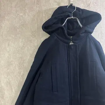 미라 오웬 브라운 후드 부착 멜톤 울 코트