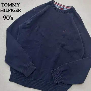 [ 인기 ] 90's TOMMY HILFIGER 네이비 헤비 코튼 니트